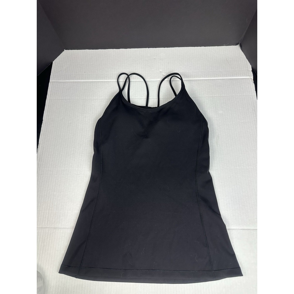 Lululemon Power Y Spaghetti Strap Tank Top Black Bra Lined Size 8